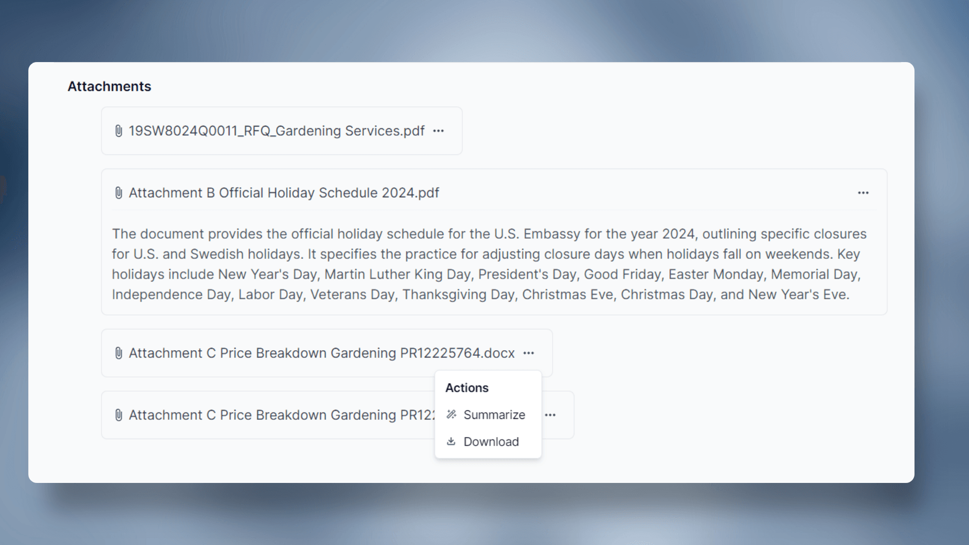Cover Image for AI-Powered Attachment Summary Generation for Government Contracts on Sam.gov via SamSearch