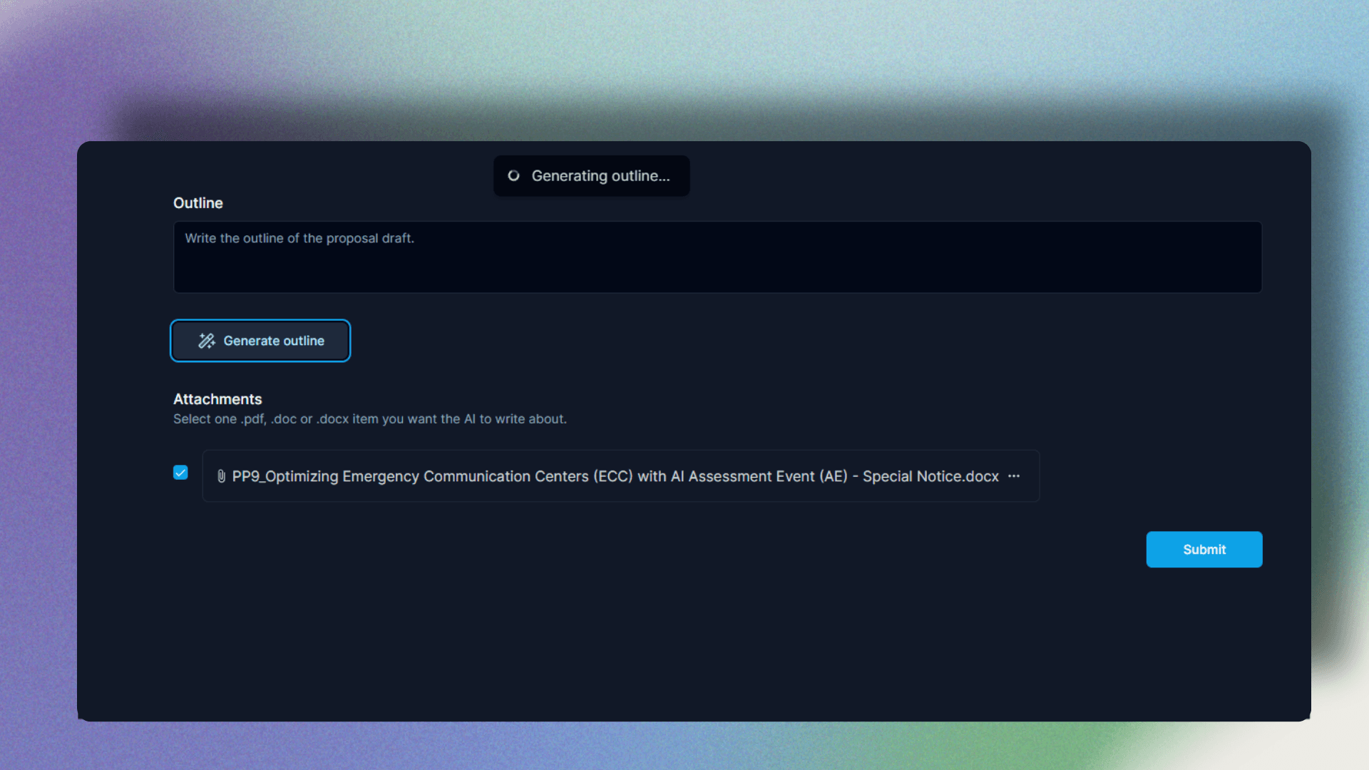 Cover Image for AI-Powered Outline Generation for Effortless Government Proposal Drafting