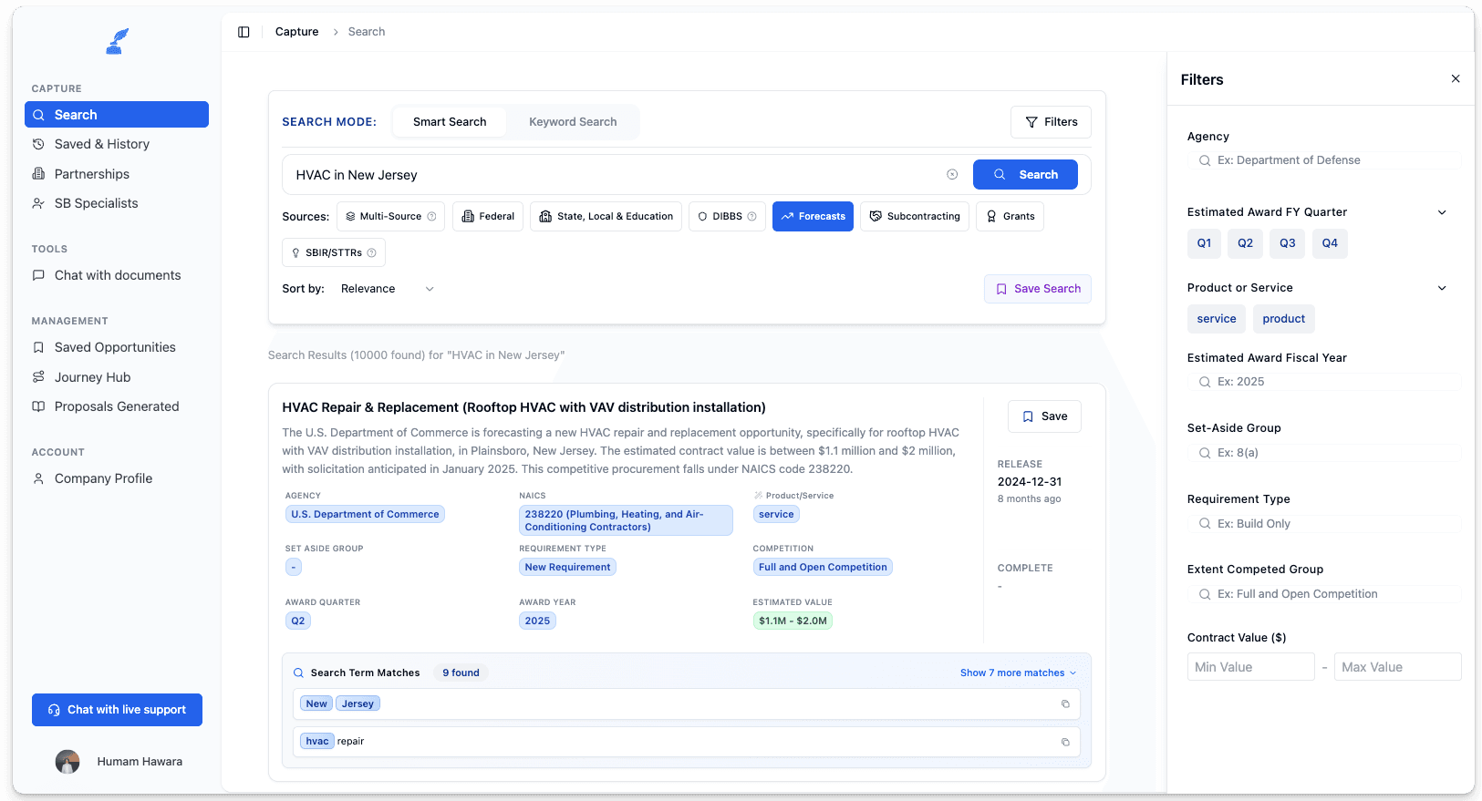 Comprehensive Federal Forecasts - Federal procurement forecasting feature illustration