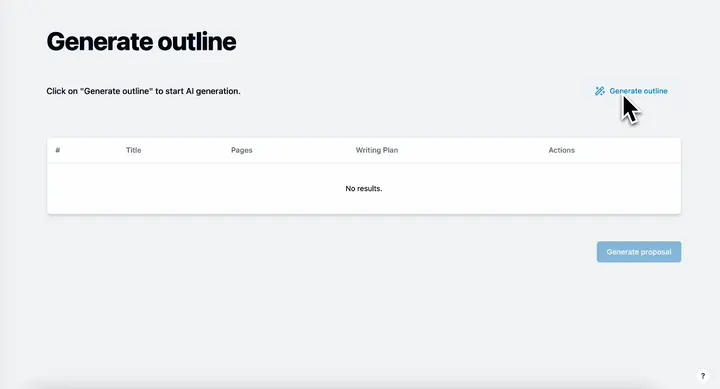 Generate a proposal outline using AI.