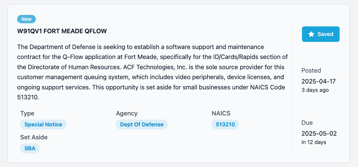 Save & Track Opportunities
