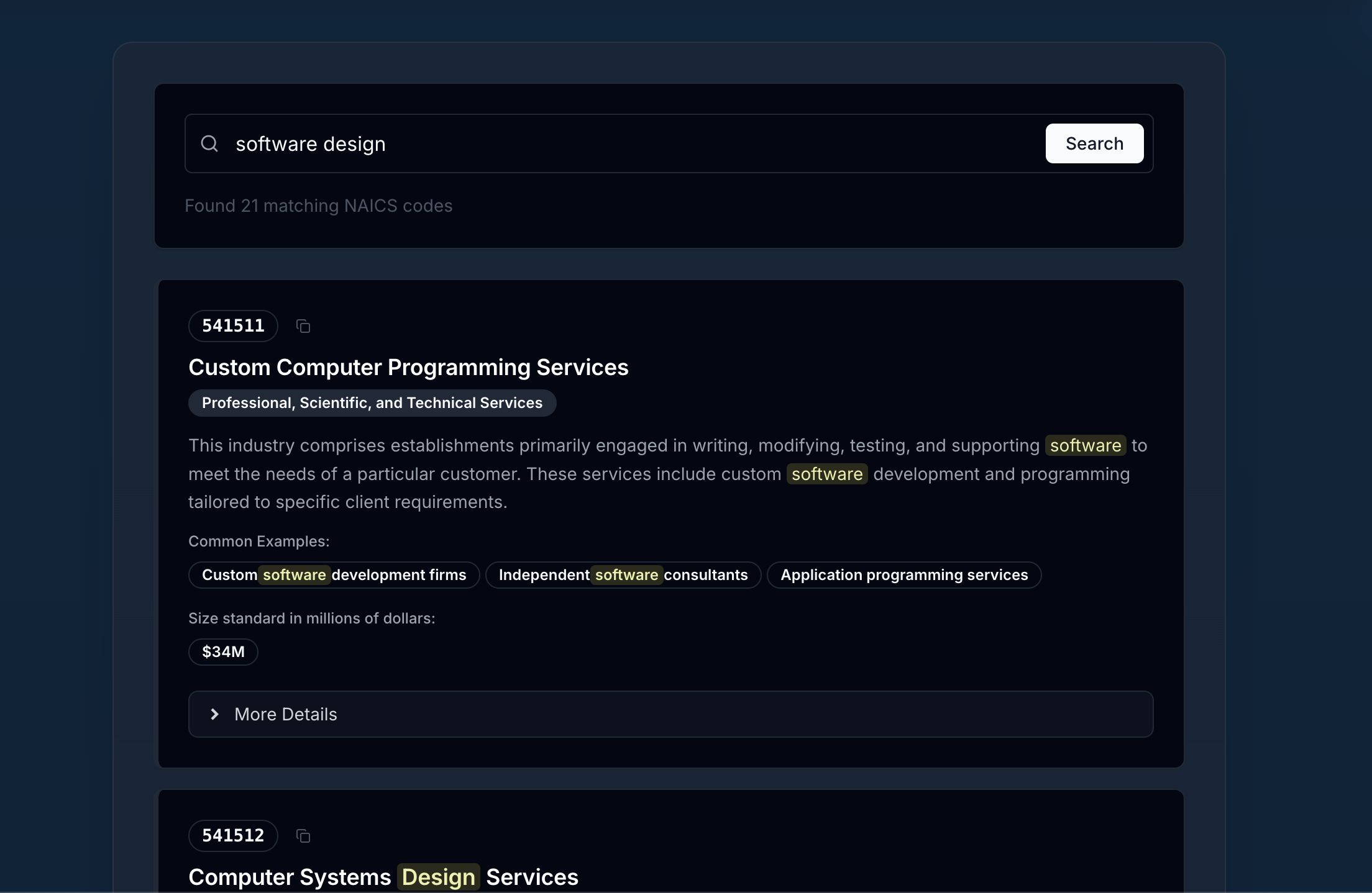 Free AI-powered NAICS Search Results
