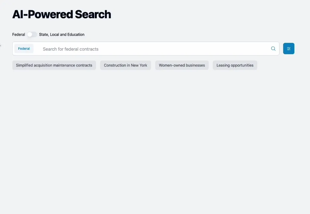 searching for government contracts on Samsearch